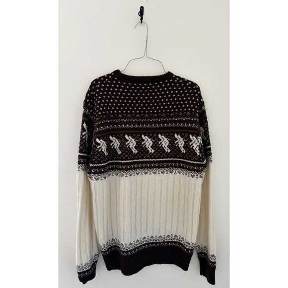 vtg JANTZEN APRES SKI SWEATER Cable Knit Nordic Snow Skiing 70s 80s Cream Brown - Picture 5 of 5